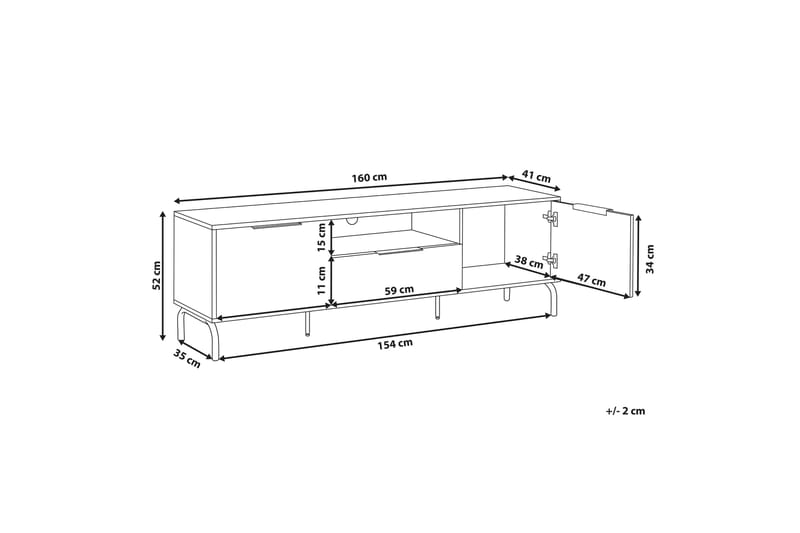 TV-taso Islington 160x41 cm - Musta/vaaleanruskea - Huonekalut - TV- & Mediakalusteet - Tv taso & Mediataso