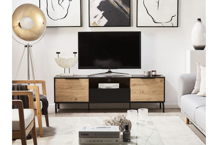 TV-taso Islington 160x41 cm - Musta/vaaleanruskea - Tv taso & Mediataso