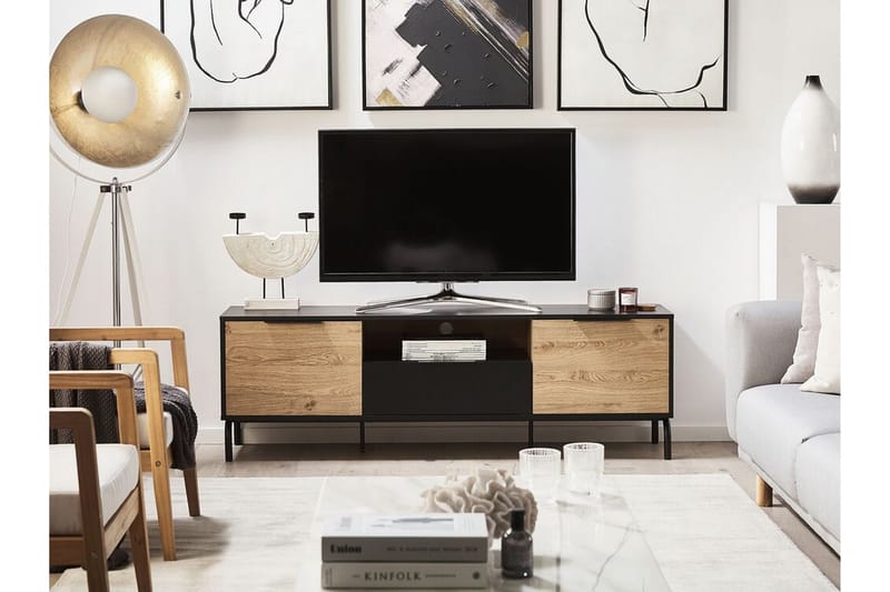 TV-taso Islington 160x41 cm - Musta/vaaleanruskea - Huonekalut - TV- & Mediakalusteet - Tv taso & Mediataso
