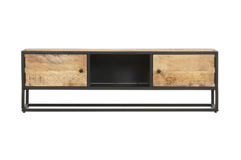 TV-taso kaiverretulla ovella 130x30x40 cm karkea mangopuu - Ruskea - Huonekalut - TV- & Mediakalusteet - Tv taso & Mediataso