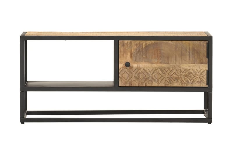 TV-taso kaiverretulla ovella 90x30x40 cm karkea mangopuu - Ruskea - Huonekalut - TV- & Mediakalusteet - Tv taso & Mediataso