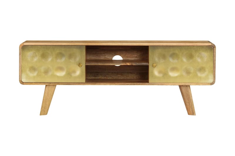 TV-taso kiinteä mangopuu 120x30x45 cm - Kulta - Huonekalut - TV- & Mediakalusteet - Tv taso & Mediataso