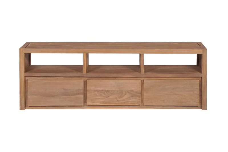 TV-taso kiinteä tiikki luonnollinen viimeistely 120x30x40 cm - Ruskea - Huonekalut - TV- & Mediakalusteet - Tv taso & Mediataso