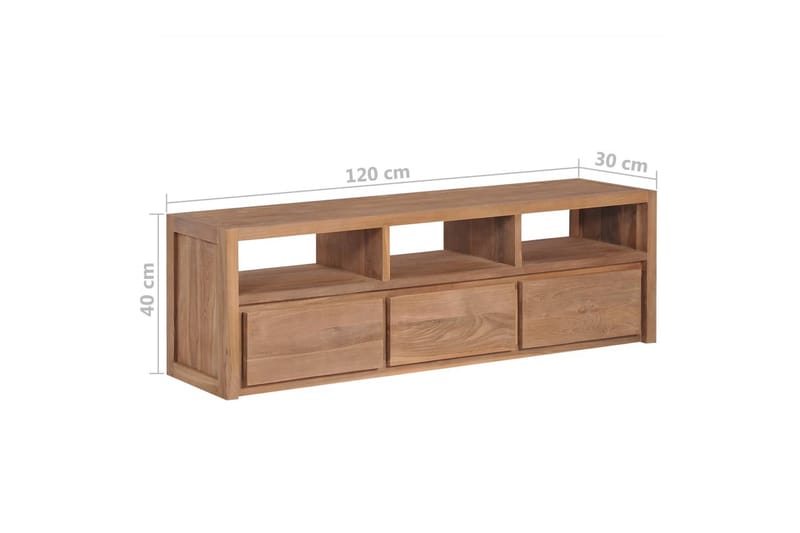 TV-taso kiinteä tiikki luonnollinen viimeistely 120x30x40 cm - Ruskea - Huonekalut - TV- & Mediakalusteet - Tv taso & Mediataso