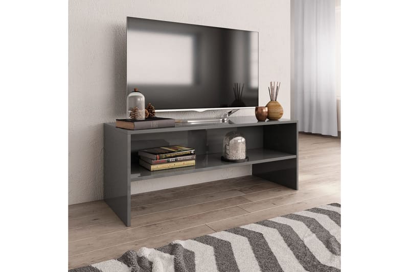TV-taso korkeakiilto harmaa 100x40x40 cm lastulevy - Harmaa - Huonekalut - TV- & Mediakalusteet - Tv taso & Mediataso