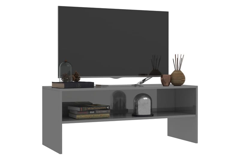 TV-taso korkeakiilto harmaa 100x40x40 cm lastulevy - Harmaa - Huonekalut - TV- & Mediakalusteet - Tv taso & Mediataso