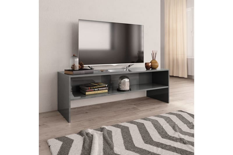 TV-taso korkeakiilto harmaa 120x40x40 cm lastulevy - Harmaa - Huonekalut - TV- & Mediakalusteet - Tv taso & Mediataso