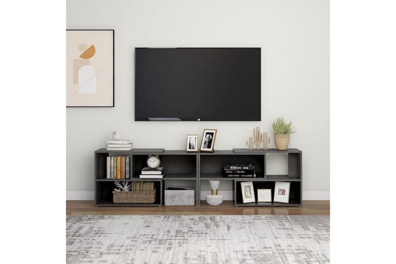 TV-taso korkeakiilto harmaa 149x30x52 cm lastulevy - Harmaa - Huonekalut - TV- & Mediakalusteet - Tv taso & Mediataso