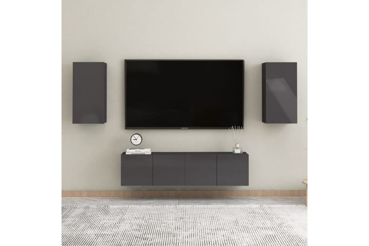 TV-taso korkeakiilto harmaa 30,5x30x60 cm lastulevy - Tv taso & Mediataso
