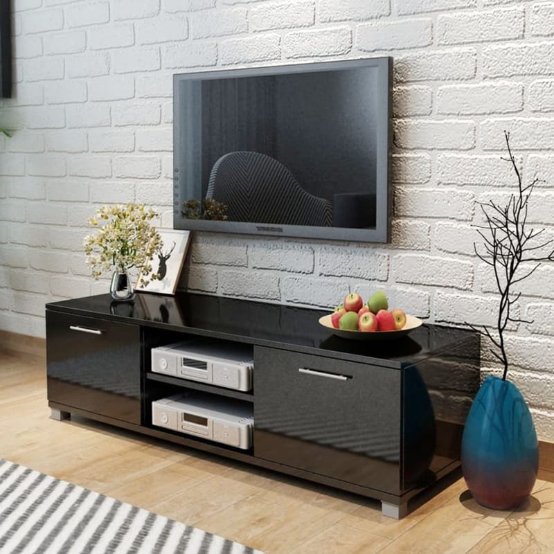 TV-taso korkeakiilto musta 120x40,3x34,7 cm - Musta - Huonekalut - TV- & Mediakalusteet - Tv taso & Mediataso
