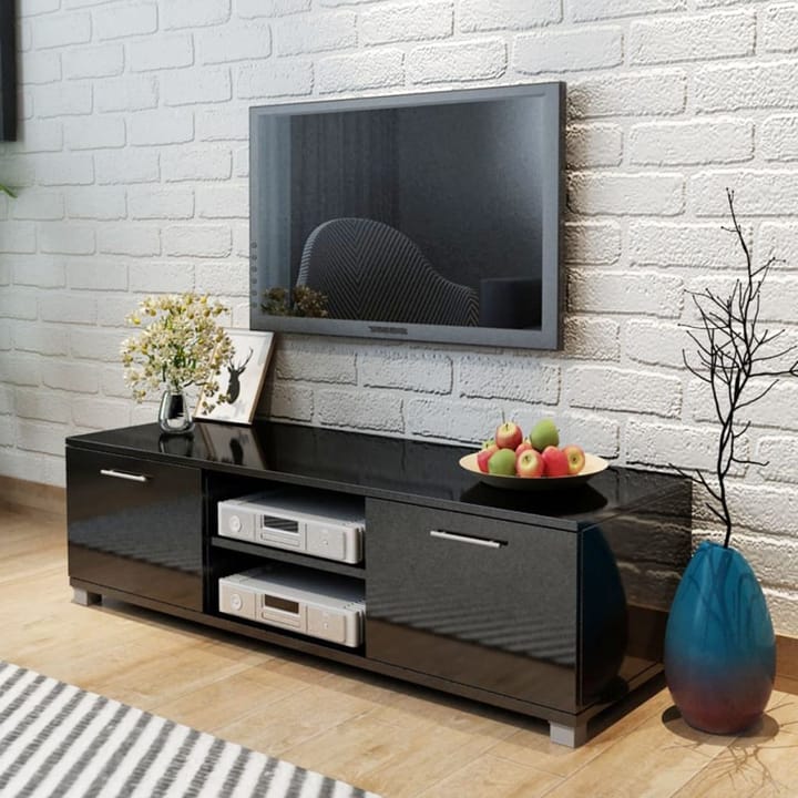 TV-taso korkeakiilto musta 120x40,3x34,7 cm - Musta - Tv taso & Mediataso