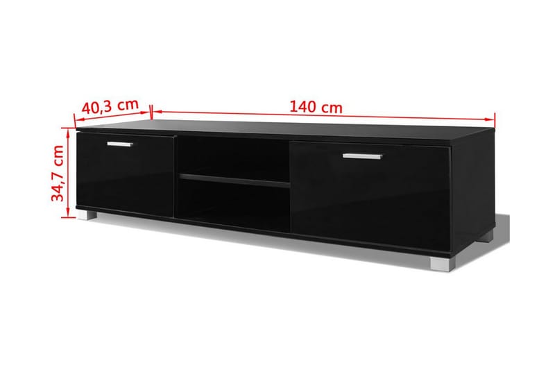 TV-taso Korkeakiilto musta 140x40,3x34,7 cm - Musta - Huonekalut - TV- & Mediakalusteet - Tv taso & Mediataso