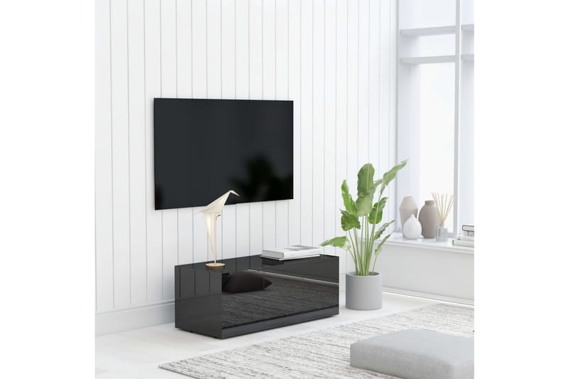 TV-taso korkeakiilto musta 80x34x30 cm lastulevy - Huonekalut - TV- & Mediakalusteet - Tv taso & Mediataso