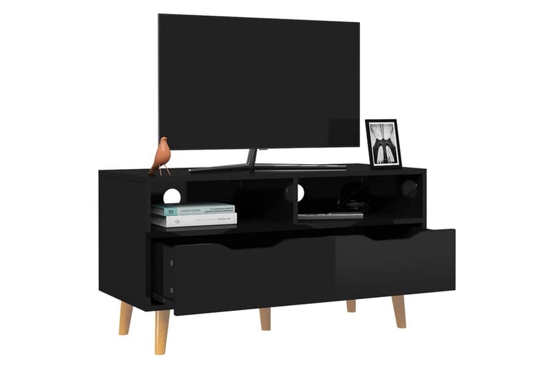 TV-taso korkeakiilto musta 90x40x48,5 cm lastulevy - Huonekalut - TV- & Mediakalusteet - Tv taso & Mediataso