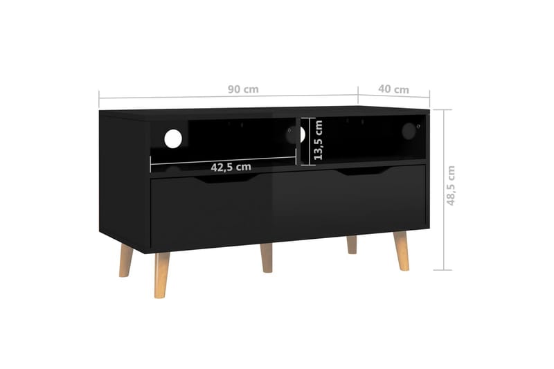 TV-taso korkeakiilto musta 90x40x48,5 cm lastulevy - Huonekalut - TV- & Mediakalusteet - Tv taso & Mediataso