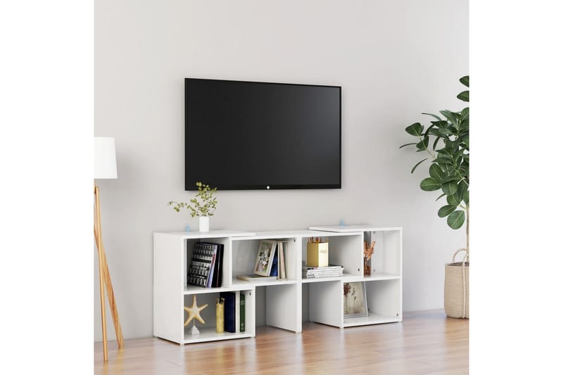 TV-taso korkeakiilto valkoinen 104x30x52 cm lastulevy - Huonekalut - TV- & Mediakalusteet - Tv taso & Mediataso