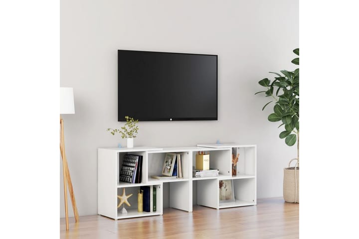 TV-taso korkeakiilto valkoinen 104x30x52 cm lastulevy - Tv taso & Mediataso