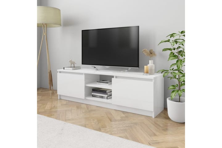 TV-taso korkeakiilto valkoinen 120x30x35,5 cm lastulevy - Valkoinen - Tv taso & Mediataso