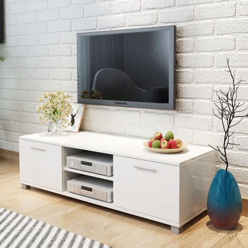 TV-taso korkeakiilto valkoinen 120x40,3x34,7 cm - Valkoinen - Huonekalut - TV- & Mediakalusteet - Tv taso & Mediataso