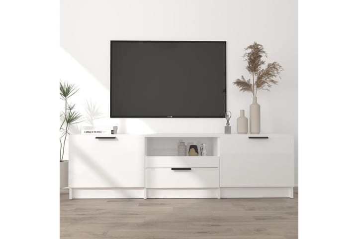 TV-taso korkeakiilto valkoinen 140x35x40 cm tekninen puu - Valkoinen - Tv taso & Mediataso