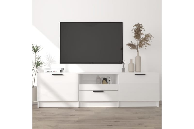 TV-taso korkeakiilto valkoinen 140x35x40 cm tekninen puu - Valkoinen - Huonekalut - TV- & Mediakalusteet - Tv taso & Mediataso