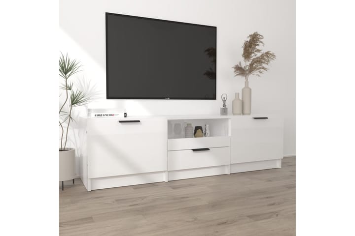TV-taso korkeakiilto valkoinen 140x35x40 cm tekninen puu - Valkoinen - Tv taso & Mediataso