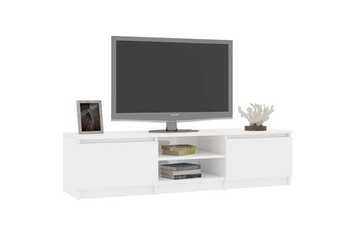 TV-taso korkeakiilto valkoinen 140x40x35,5 cm lastulevy - Valkoinen - Tv taso & Mediataso