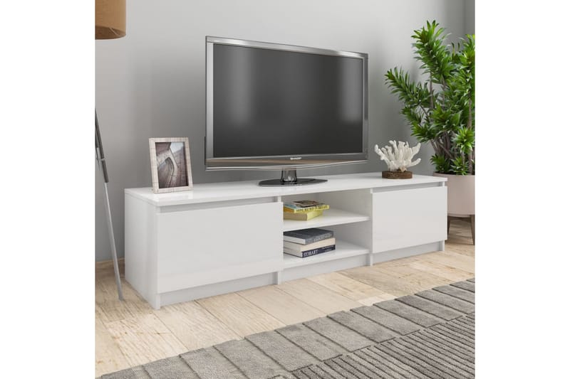 TV-taso korkeakiilto valkoinen 140x40x35,5 cm lastulevy - Valkoinen - Huonekalut - TV- & Mediakalusteet - Tv taso & Mediataso
