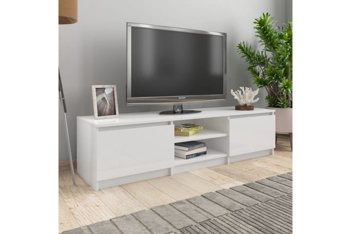 TV-taso korkeakiilto valkoinen 140x40x35,5 cm lastulevy - Valkoinen - Tv taso & Mediataso