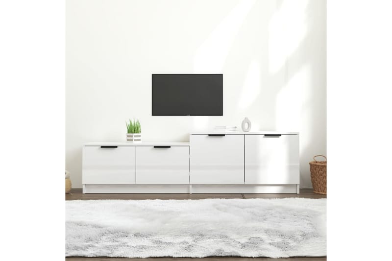 TV-taso korkeakiilto valkoinen 158,5x36x45 cm tekninen puu - Valkoinen - Huonekalut - TV- & Mediakalusteet - Tv taso & Mediataso