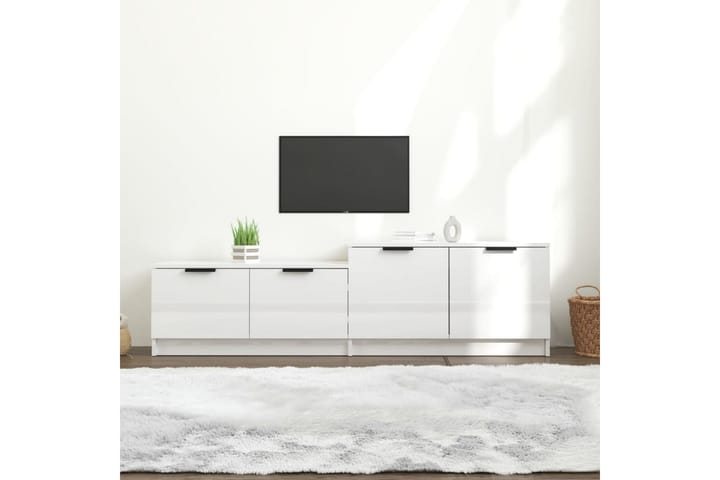 TV-taso korkeakiilto valkoinen 158,5x36x45 cm tekninen puu - Valkoinen - Tv taso & Mediataso