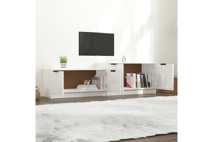 TV-taso korkeakiilto valkoinen 158,5x36x45 cm tekninen puu - Valkoinen - Tv taso & Mediataso