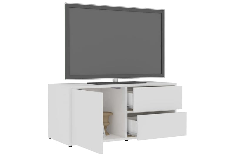 TV-taso korkeakiilto valkoinen 80x34x36 cm lastulevy - Huonekalut - TV- & Mediakalusteet - Tv taso & Mediataso