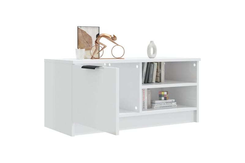 TV-taso korkeakiilto valkoinen 80x35x36,5 cm tekninen puu - Valkoinen - Huonekalut - TV- & Mediakalusteet - Tv taso & Mediataso