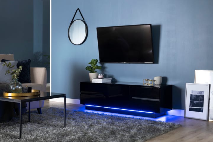 TV-taso Laritstorp 158 cm LED-valaistus - Musta - Tv taso & Mediataso