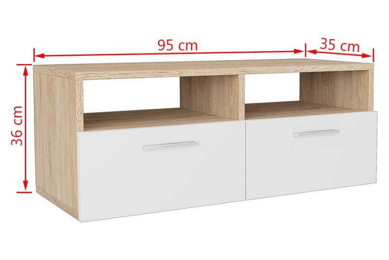TV-taso Lastulevy 95x35x36 cm Tammi ja Valkoinen - Ruskea - Huonekalut - TV- & Mediakalusteet - Tv taso & Mediataso