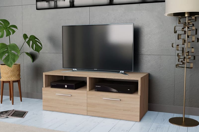 TV-taso Lastulevy 95x35x36 cm Tammi - Ruskea - Huonekalut - TV- & Mediakalusteet - Tv taso & Mediataso