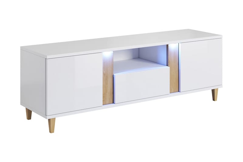 TV-taso Leaton 150 cm, Valkoinen/Ruskea