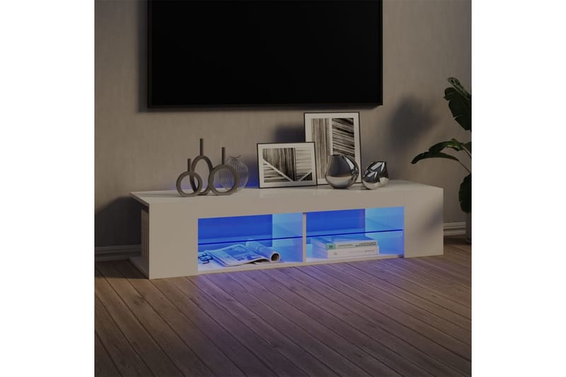 TV-taso LED-valoilla 135x39x30 cm - Korkeakiilto Valkoinen - Huonekalut - TV- & Mediakalusteet - Tv taso & Mediataso