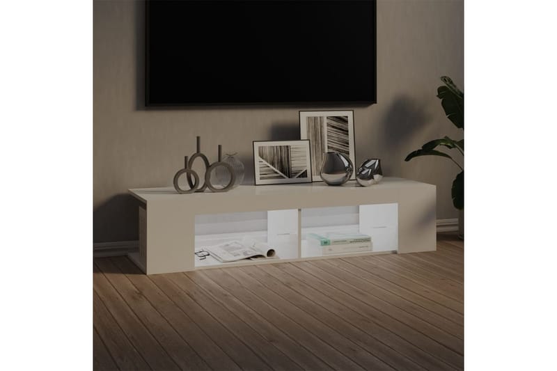 TV-taso LED-valoilla 135x39x30 cm - Korkeakiilto Valkoinen - Huonekalut - TV- & Mediakalusteet - Tv taso & Mediataso