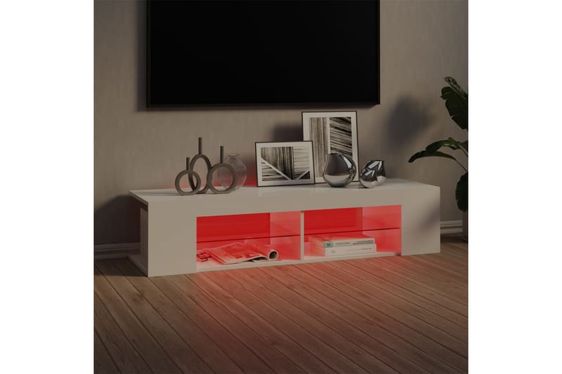 TV-taso LED-valoilla 135x39x30 cm - Korkeakiilto Valkoinen - Huonekalut - TV- & Mediakalusteet - Tv taso & Mediataso