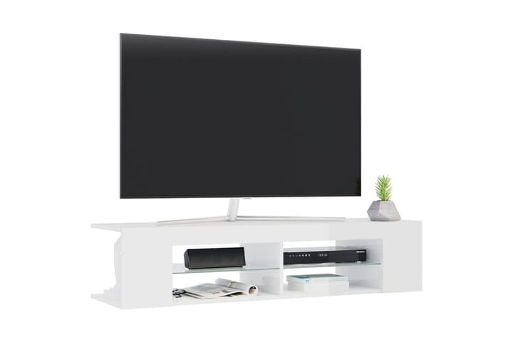 TV-taso LED-valoilla 135x39x30 cm - Korkeakiilto Valkoinen - Tv taso & Mediataso