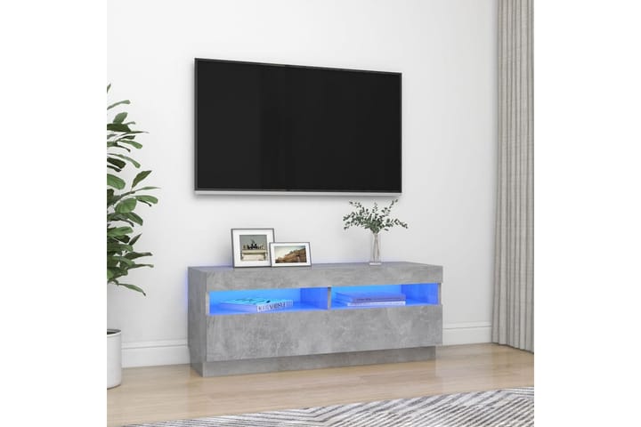 TV-taso LED-valoilla betoninharmaa 100x35x40 cm - Tv taso & Mediataso