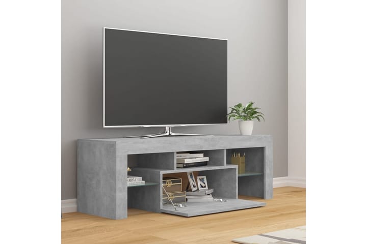 TV-taso LED-valoilla betoninharmaa 120x35x40 cm - Tv taso & Mediataso