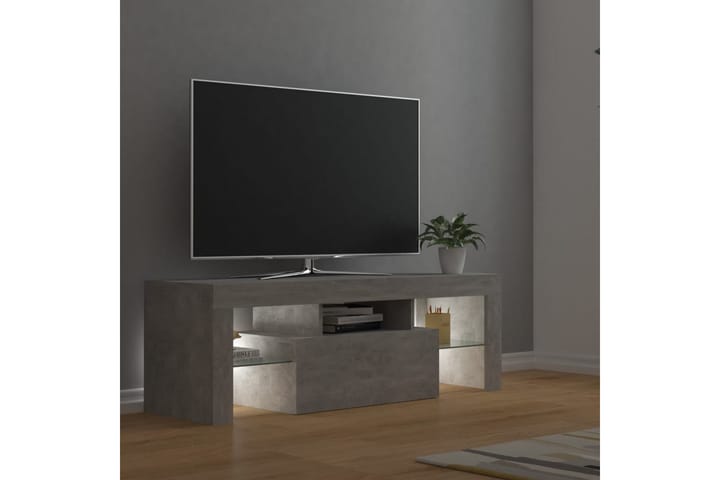 TV-taso LED-valoilla betoninharmaa 120x35x40 cm - Tv taso & Mediataso