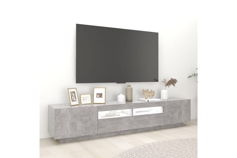 TV-taso LED-valoilla betoninharmaa 200x35x40 cm - Harmaa - Huonekalut - TV- & Mediakalusteet - Tv taso & Mediataso