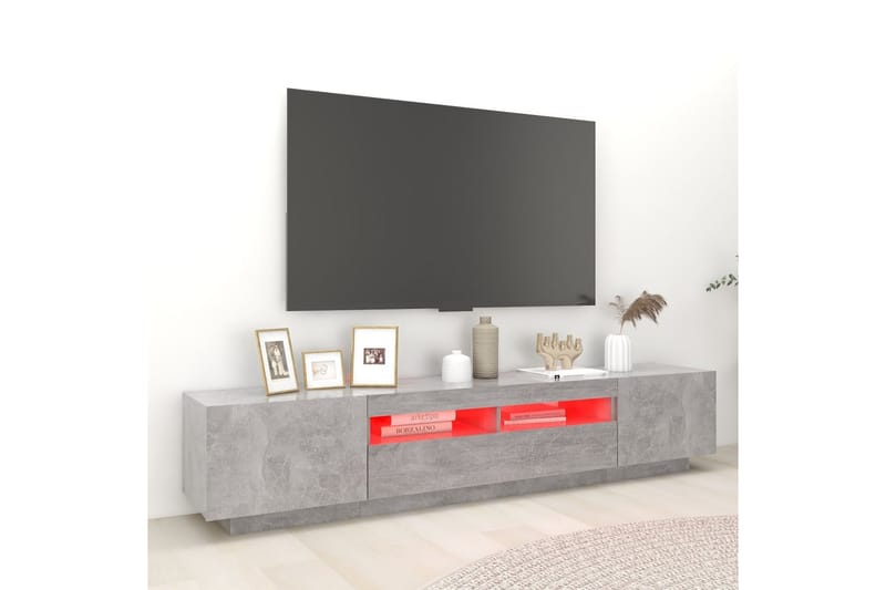 TV-taso LED-valoilla betoninharmaa 200x35x40 cm - Harmaa - Huonekalut - TV- & Mediakalusteet - Tv taso & Mediataso