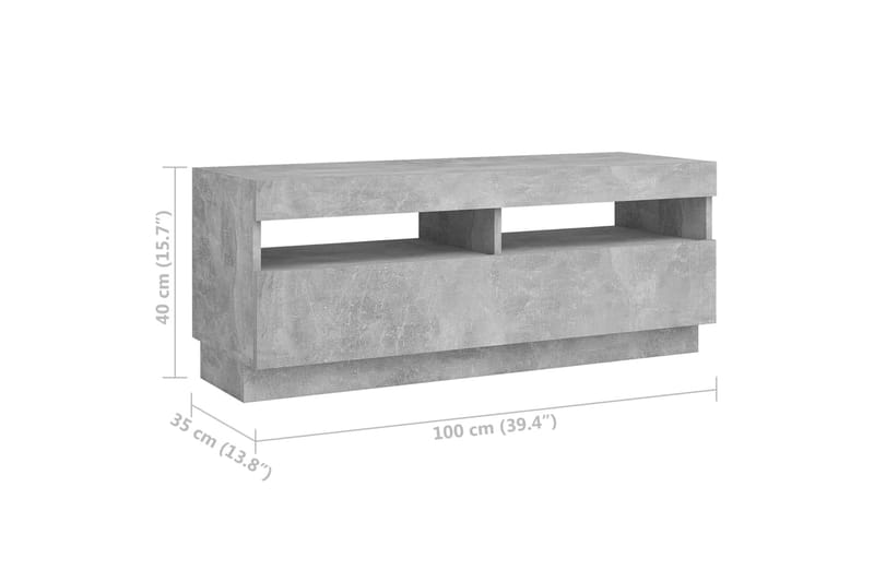 TV-taso LED-valoilla betoninharmaa 300x35x40 cm - Harmaa - Tv taso & Mediataso