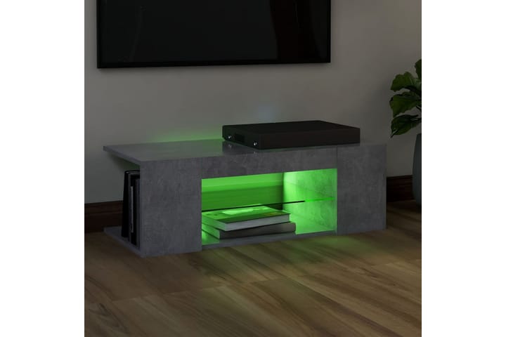 TV-taso LED-valoilla betoninharmaa 90x39x30 cm - Tv taso & Mediataso