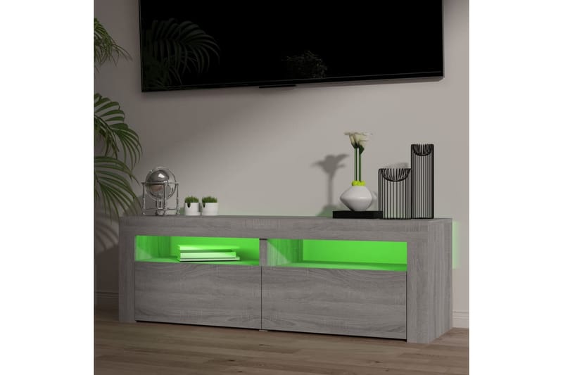 TV-taso LED-valoilla harmaa Sonoma 120x35x40 cm - Harmaa - Huonekalut - TV- & Mediakalusteet - Tv taso & Mediataso